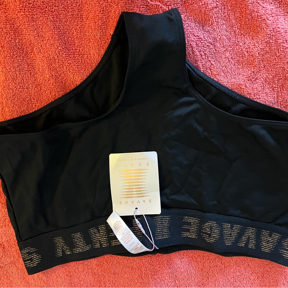 Savage X Fenty Black Sports Bra with Logo Band